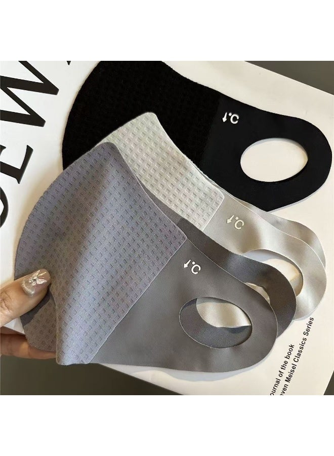 (عبوة 3 قطع) أقنعة وجه صيفية من حرير الثلج البارد: خطوط حماية للعين، حماية من الأشعة فوق البنفسجية، قابلة للتنفس ومستخدمة مرة ثانية، واقية شمس مناسبة للجري، التنزه، ركوب الدراجة النارية، الدراجات، التمارين وغيرها من الأنشطة. متوفرة باللون الأسود والرمل الرمادي الفاتح والرمادي الداكن. - Image 2